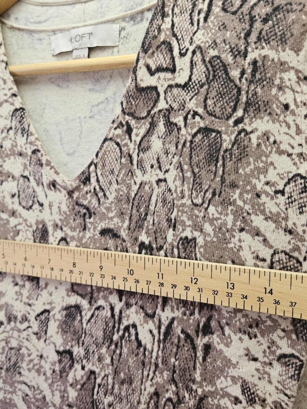 LOFT Dress Snakeskin-Inspired Print Animal Ivory Python Women's Size S - Picture 7 of 8